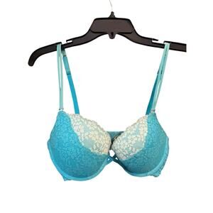 Aerie American Eagle Maddie Blue Two Toned Push Up Underwire Bra 34C